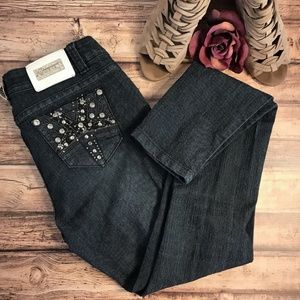AtSeven Skinny Jeans Bling Size 9 Ripped